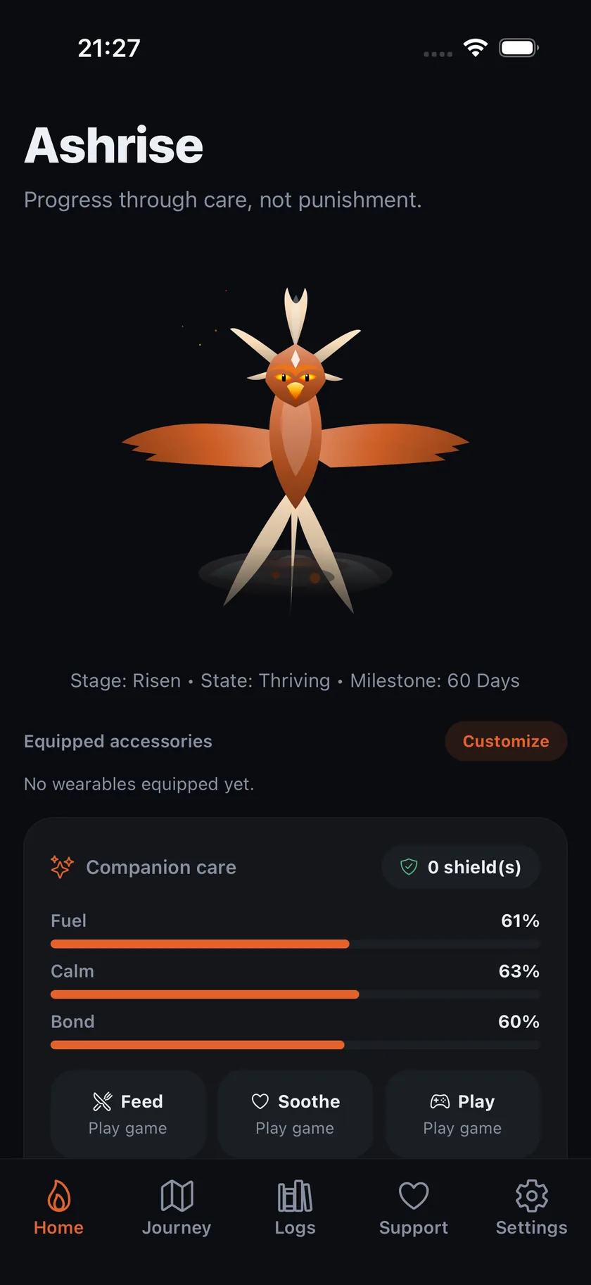 Ashrise risen phoenix stage on the home screen